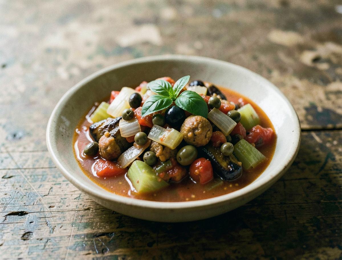 Caponata, prepared for the table