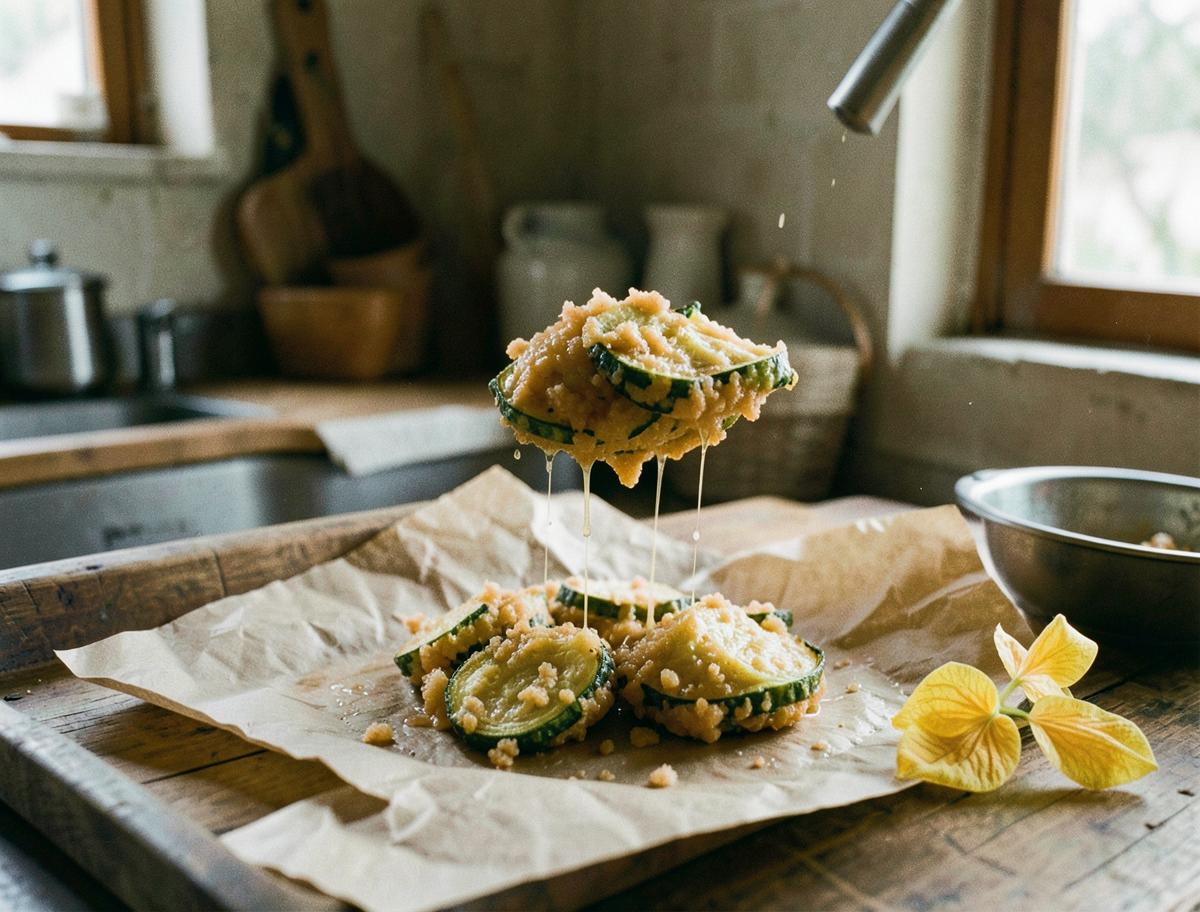 Frittelle di Fiori di Zucca, prepared for the table