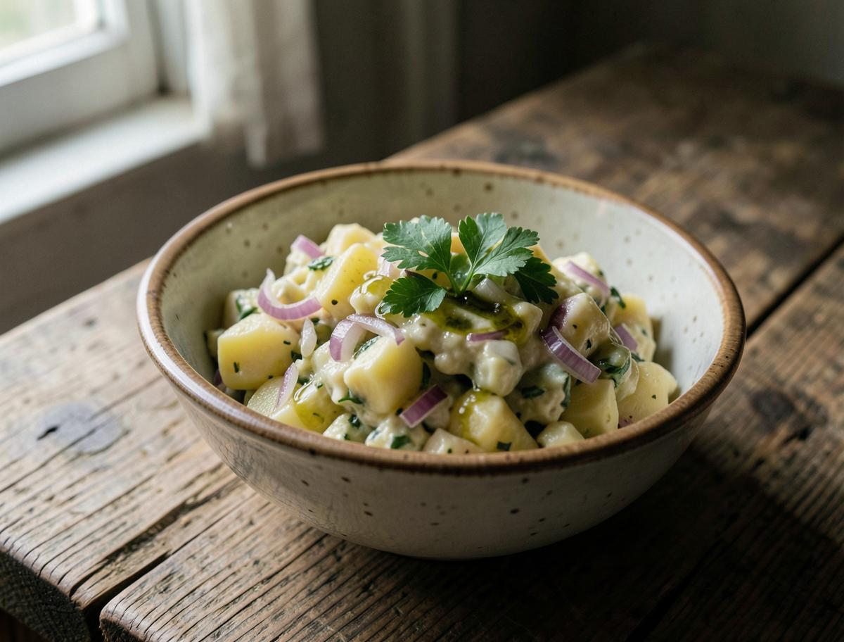Insalata di Patate, prepared for the table
