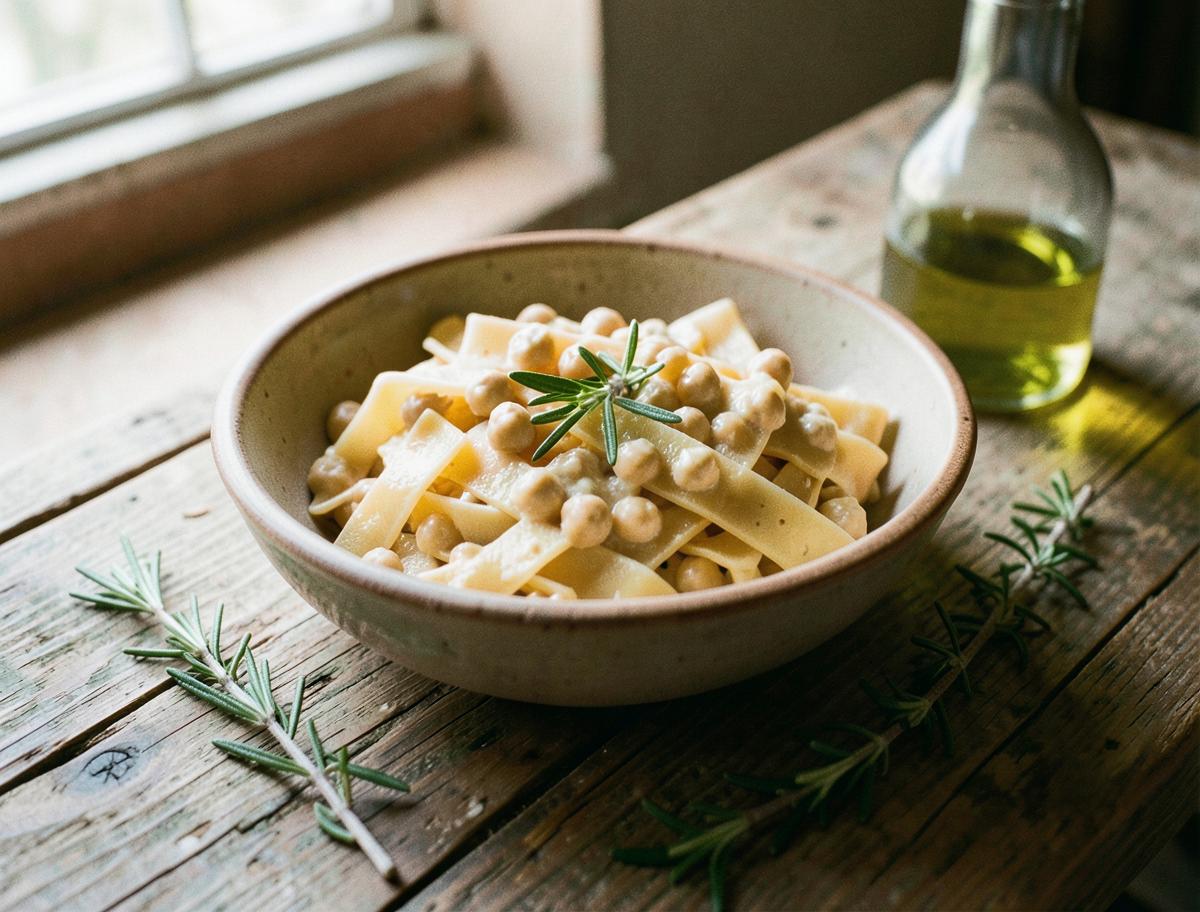 Lagane e Ceci, prepared for the table