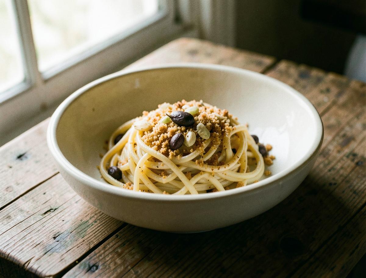 Pasta ca Muddica, prepared for the table