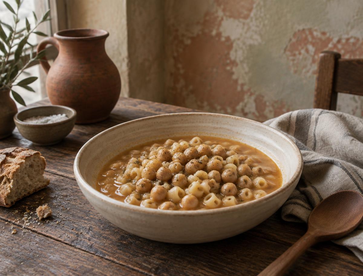 Pasta e Ceci, prepared for the table