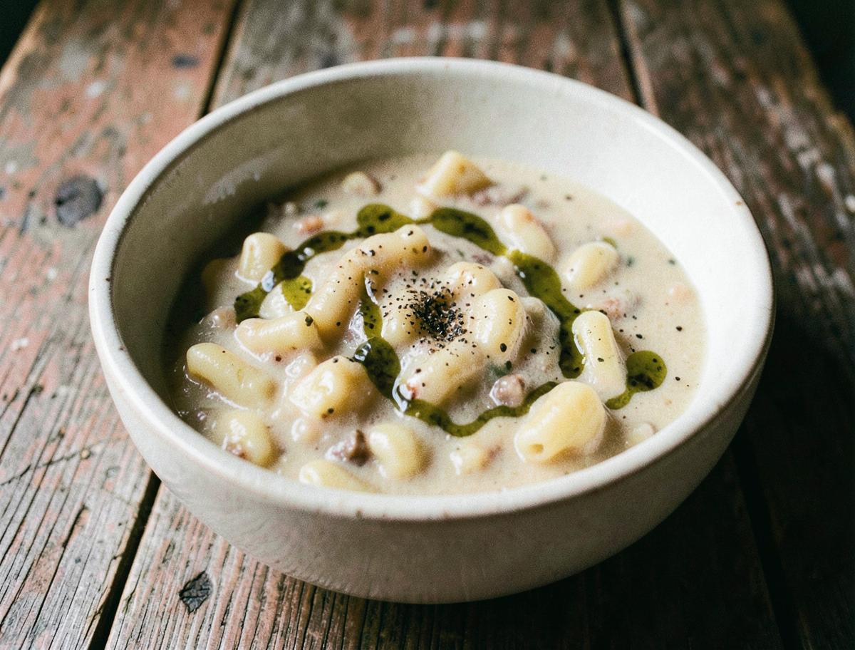 Pasta e Patate, prepared for the table