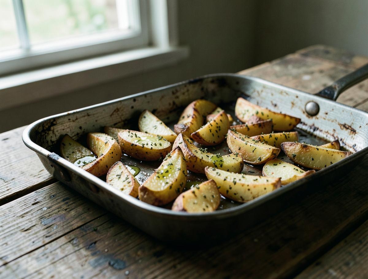 Patate al Forno con Origano, prepared for the table